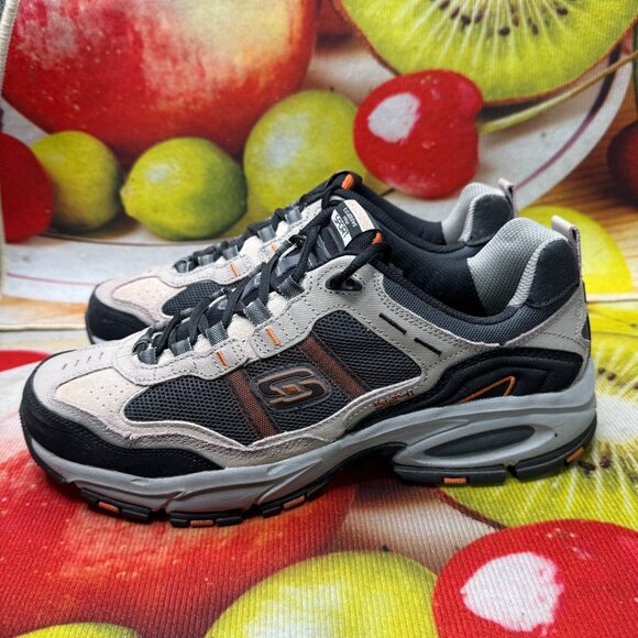 Skechers Sport Mens Memory Foam Sneakers Size 12 Leather/Textile Gray/Black - Picture 1 of 9